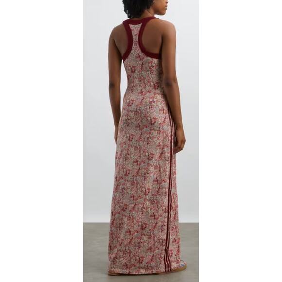 NEW ADIDAS ORIGINALS Liberty London Tonal Maxi Dress Large Red - Picture 3 of 7